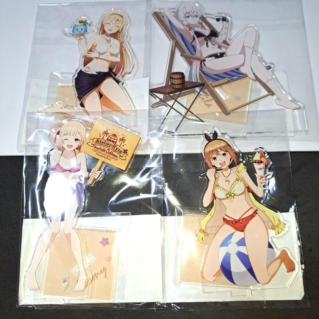 美品✳️ライザのアトリエ『海の家 アクリルスタンド 4個セット』水着 描き下ろし 美品✳️ライザのアトリエ『海の家 アクリルスタンド 4個セット』水着